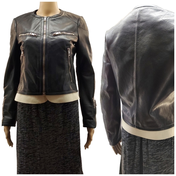 Rag & Bone Pebbled Leather Racing Jacket 2 - Picture 12 of 16